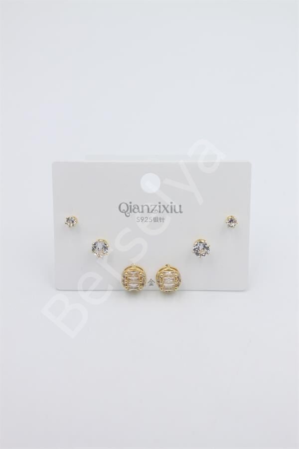Çoklu Set Küpe - Altın Altın