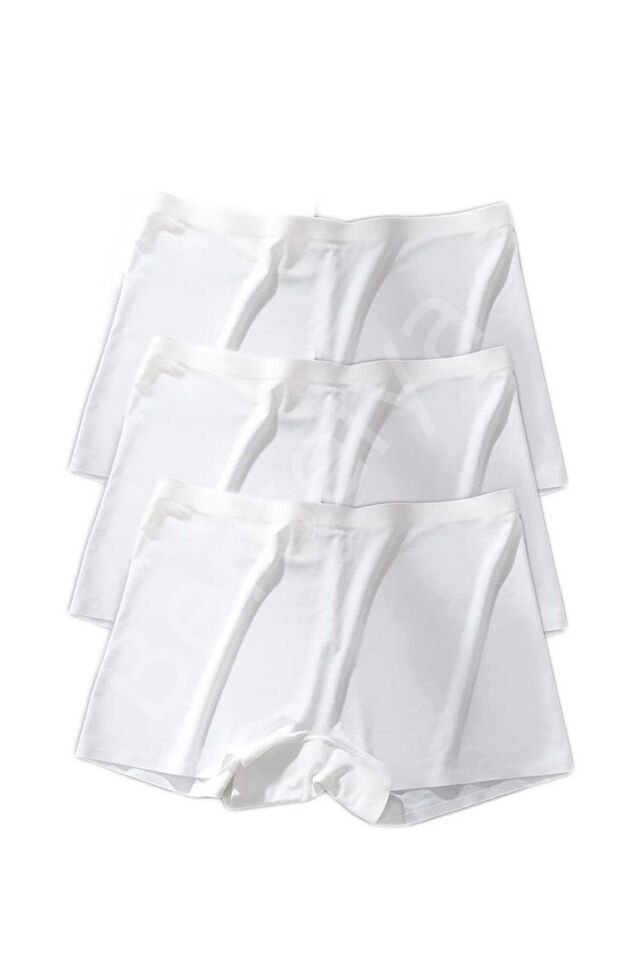 3 Adet Kadın Dikişsiz Görünmez İz Yapmaz Mini Şort Boxer Beyaz L