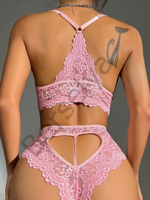 Pembe Dantelli Fantezi Bralet Sütyen Takımı