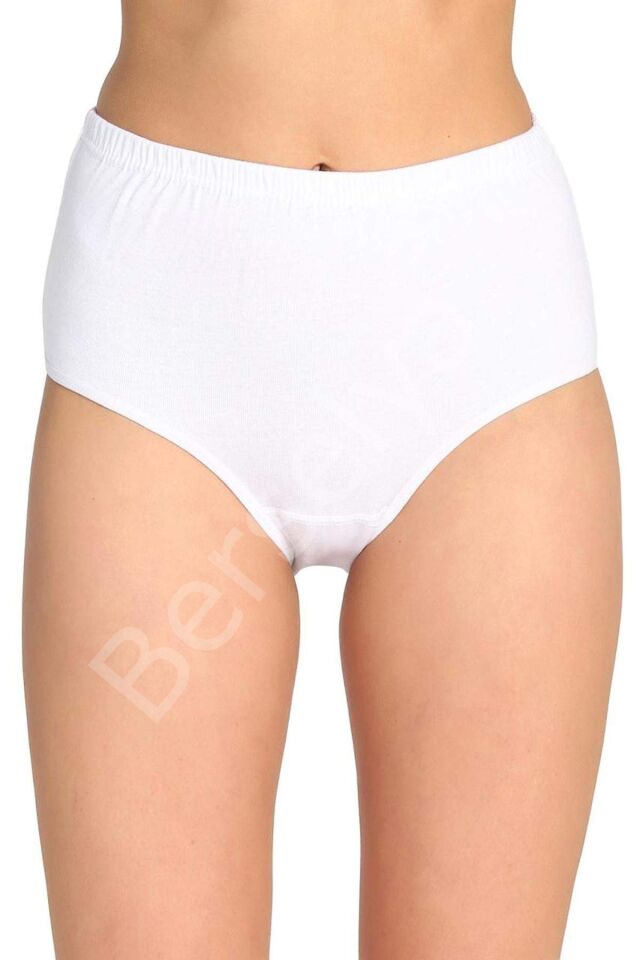 4 Adet Tutku Kadın Yüksek Bel Bato Kalın Lastik Külot Beyaz S