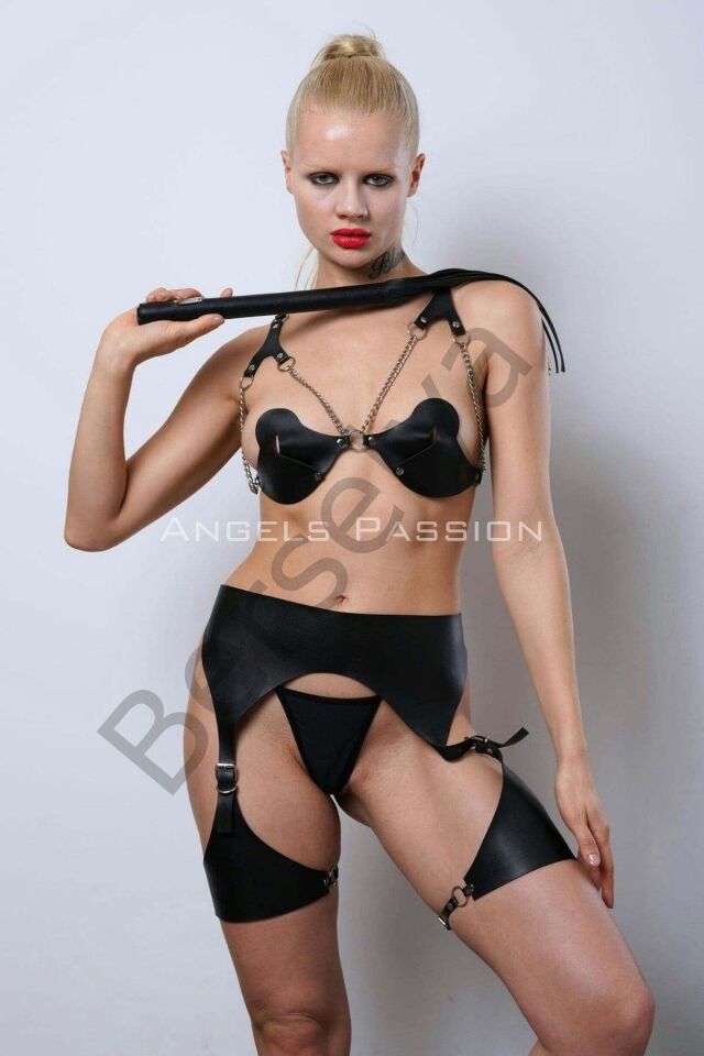 Kırbaçlı Deri Sahibe Jartiyer Takım, Kırbaçlı Fantezi İç Giyim - Brf1347