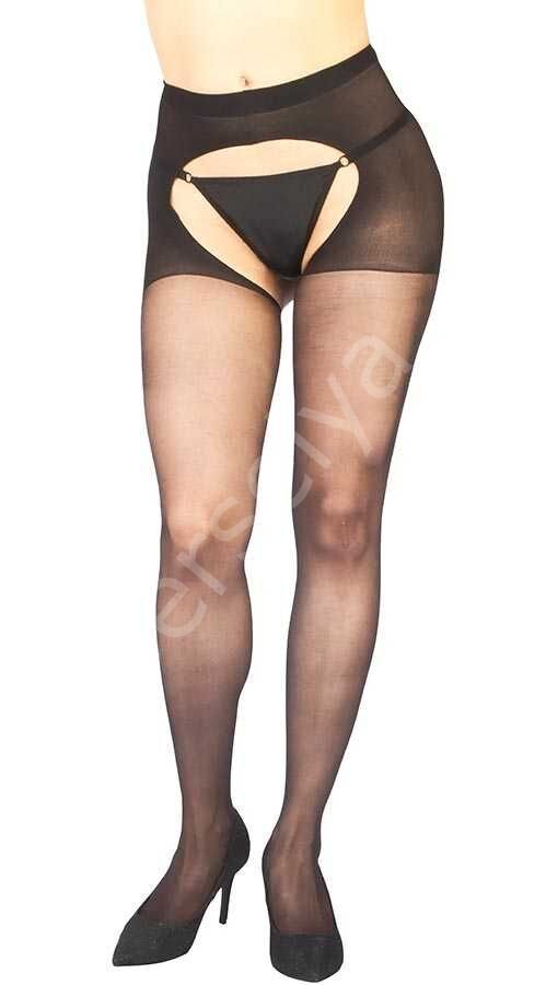 Siyah Özel Bölgesi Açık Fantazi Külotlu Çorap Brf1078