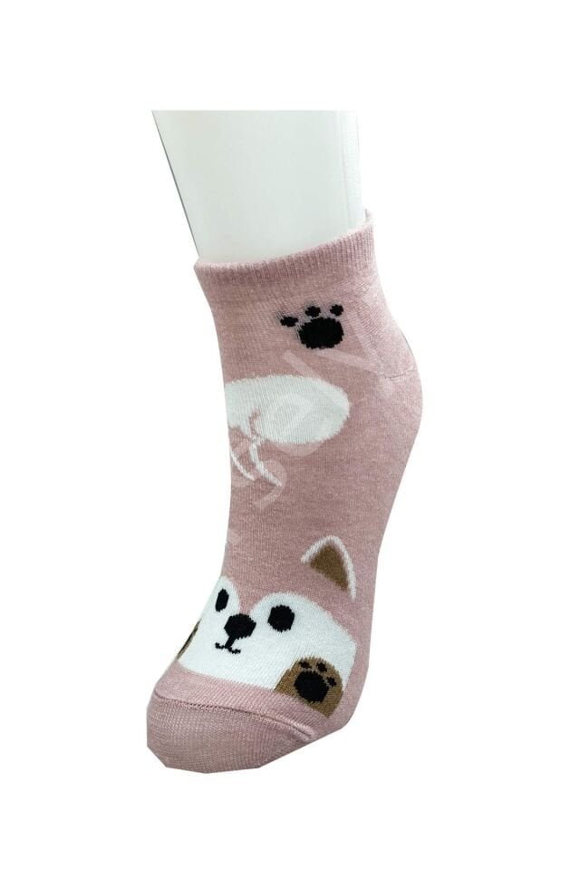 3 Çift Sevimli Hayvan Baskılı Pamuklu Kadın Bilek Çorap