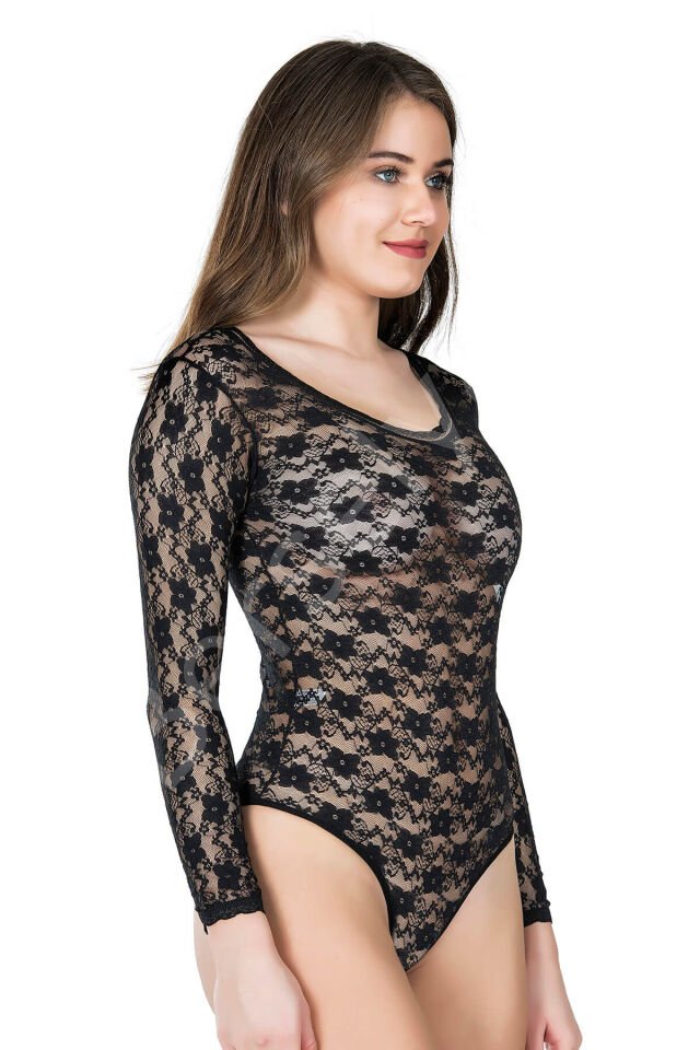 Bisiklet Yaka Dantelli Çıtçıtlı Kadın Body 327