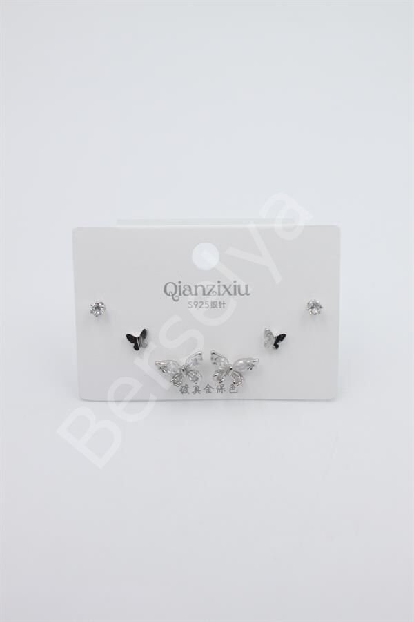 Çoklu Set Küpe - Gümüş Gümüş