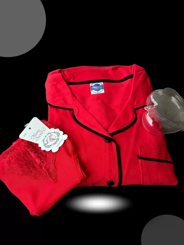 Kadın Yılbaşı 2'li Özel Kalp Kutulu Slip - Pijama Hediye Seti