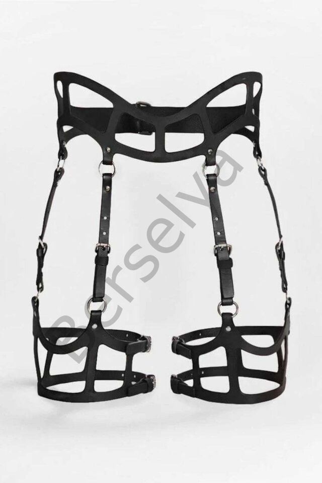 Seksi Deri Jartiyer Harness, Gotik Jartiyer - Apft1158