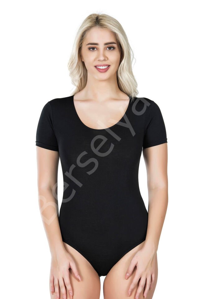 Bisiklet Yaka Yarım Kol Çıtçıtlı Kadın Body 320