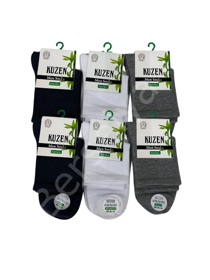 Kuzen Dikişsiz Yarım Konç Bambu Erkek Çorap 6 Adet