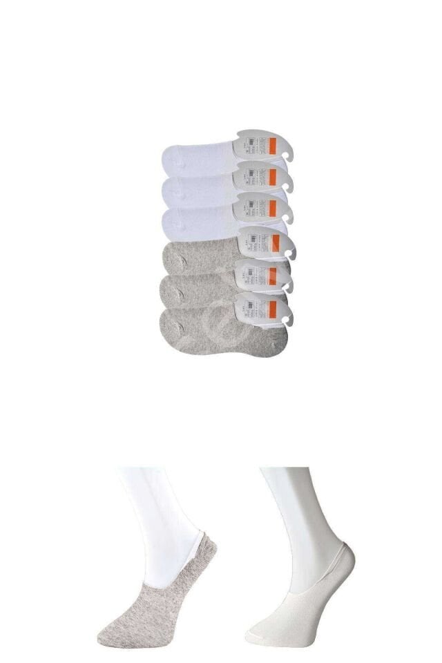 Gri ve Beyaz Erkek Babet Çorap 6 çift