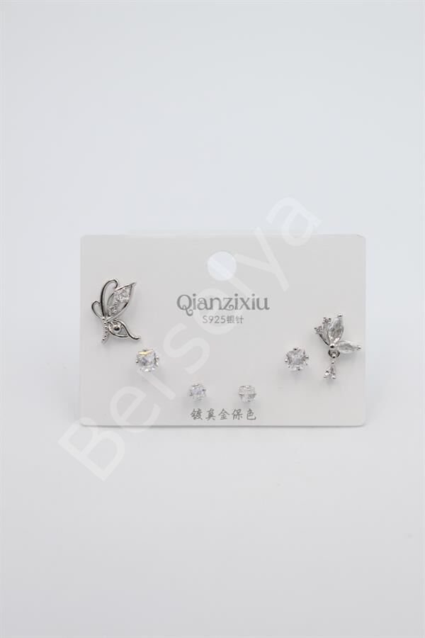 Çoklu Set Küpe - Gümüş Gümüş