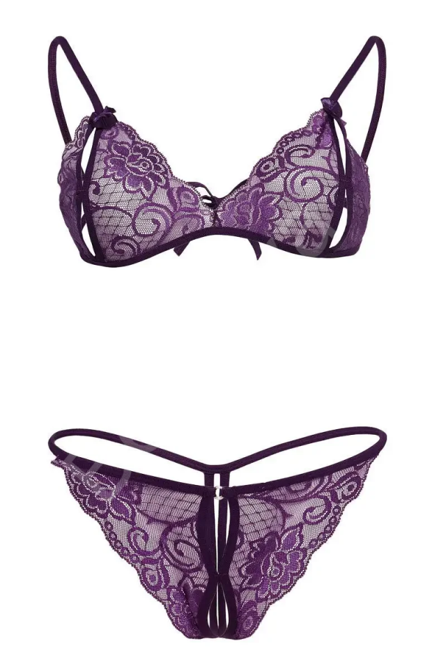 Mor Dantelli Sütyen Ve Gstring Takımı Brf2087