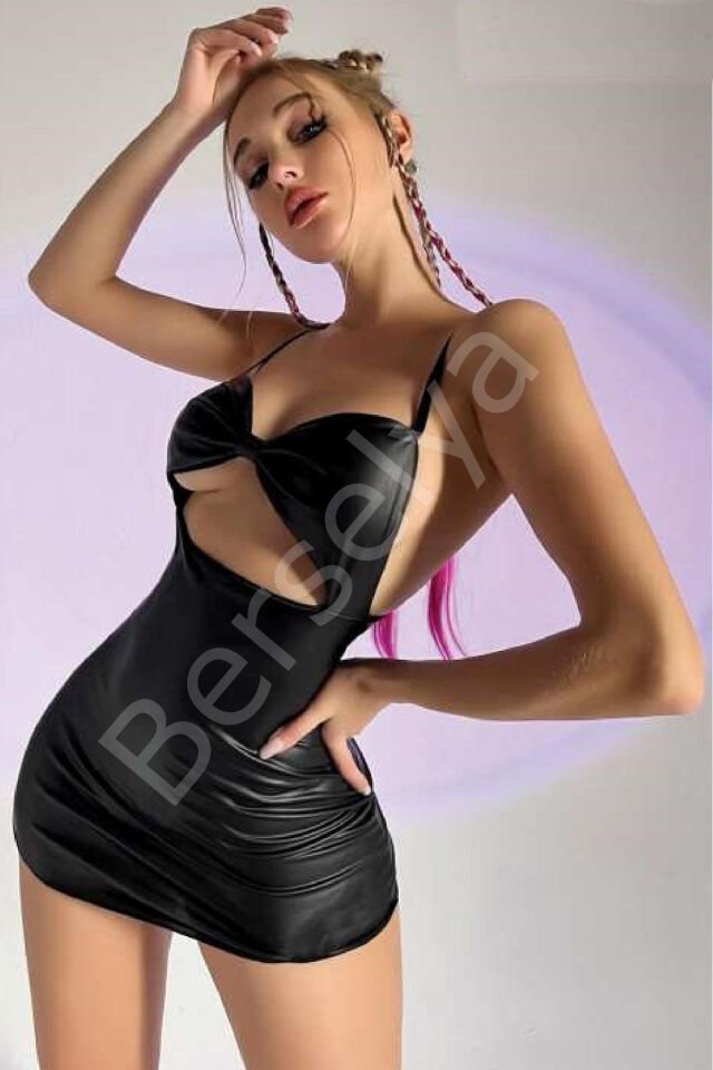 Kadın Fantezi Deri Kostüm Harness Erotik Kıyafet D21012 Siyah