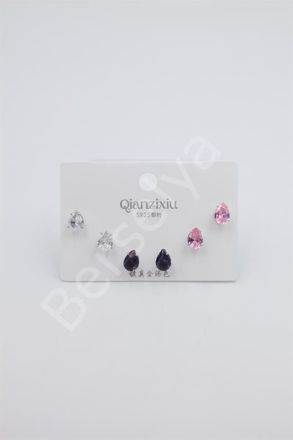 Çoklu Set Küpe - Gümüş Gümüş