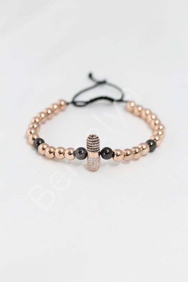 Rose Renk Çelik Zirkon Objeli Asansörlü Bileklik