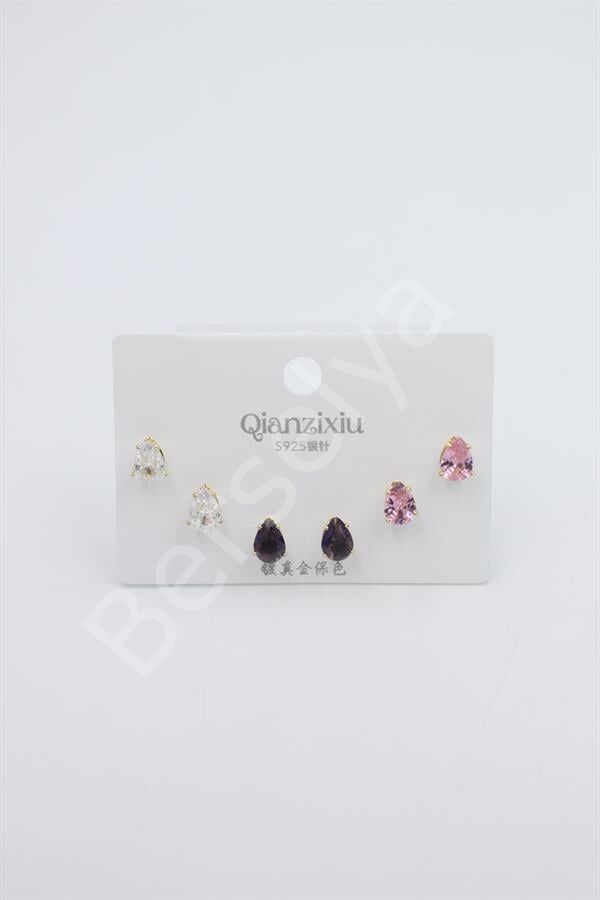 Çoklu Set Küpe - Altın Altın