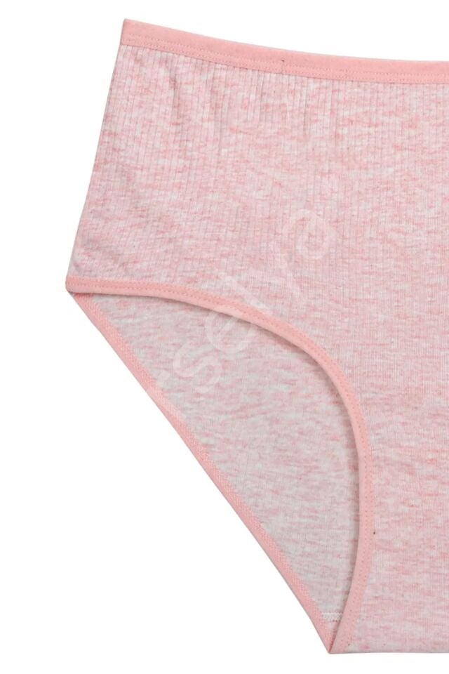 4'lü Yeni Seri Renkli Yüksek Bel Fitilli Ribana Bato Külot Şeftali Yeşil