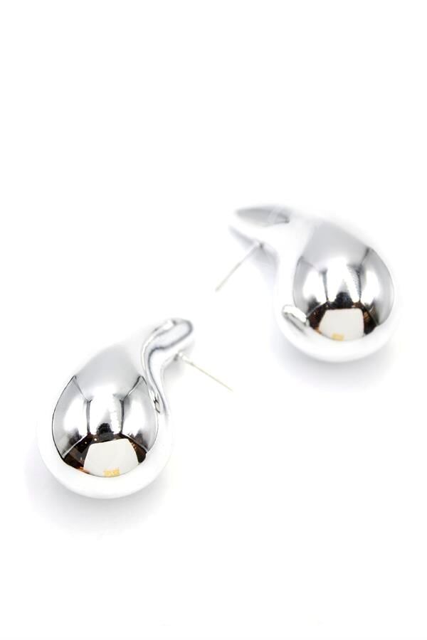 Büyük Boy Damla Küpe - Gümüş