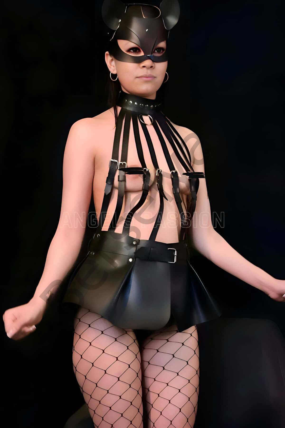 Büstiyer Ve Choker Görünümlü Şık Etek Harness - Brf998