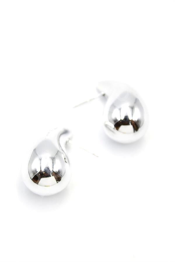 Orta Boy Damla Küpe - Gümüş