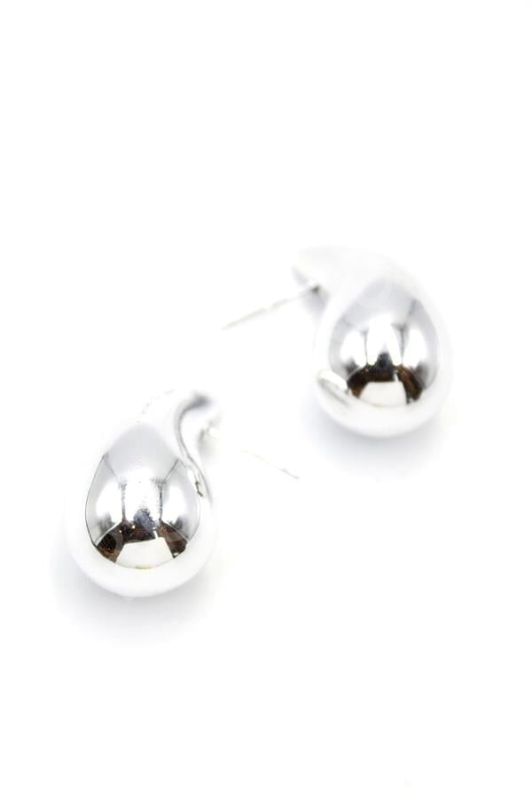 Orta Boy Damla Küpe - Gümüş