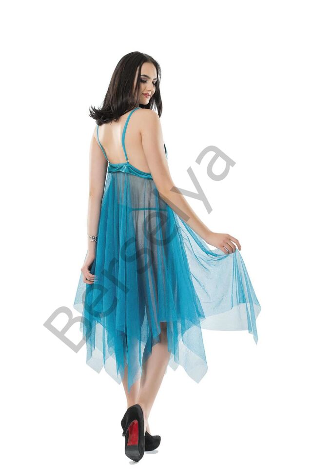 Turkuaz Tül Gecelik - 637b