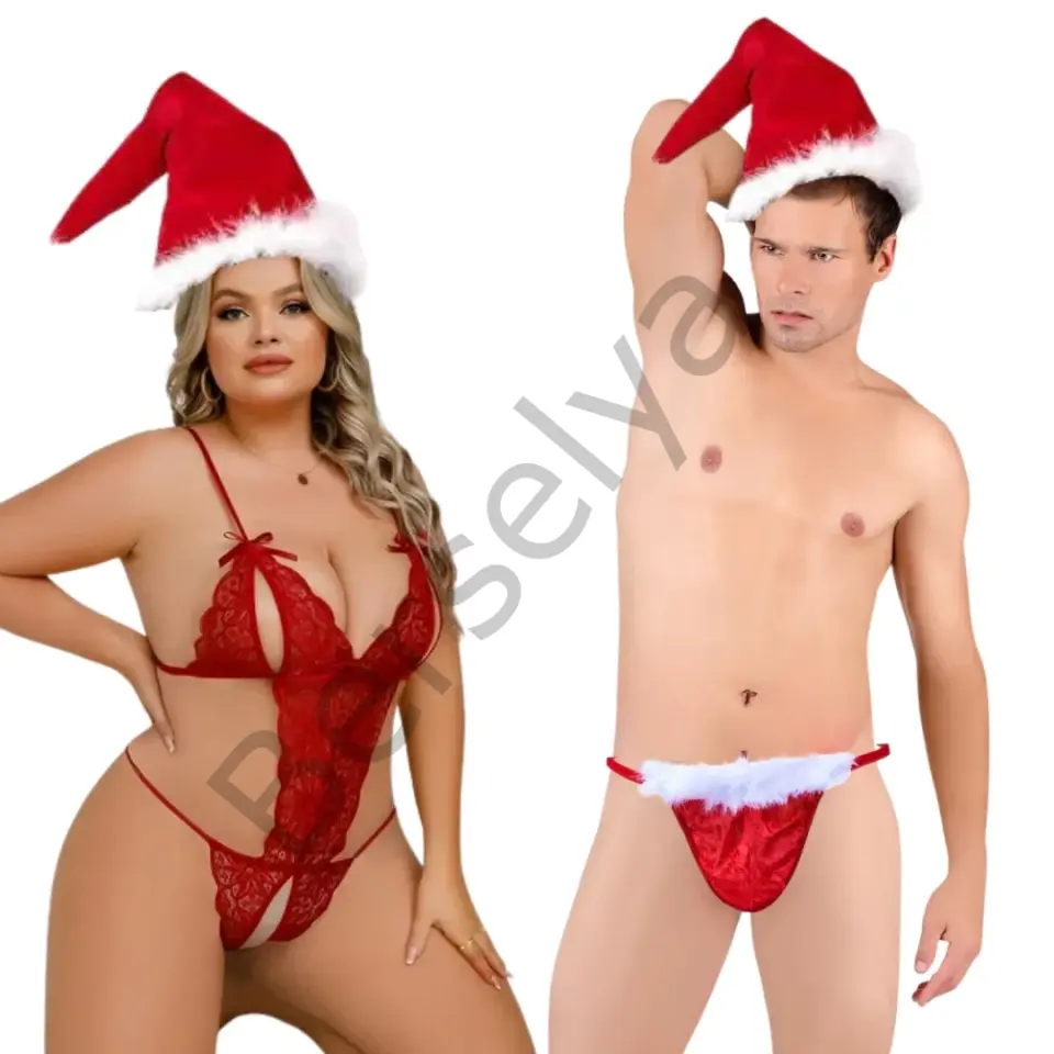 Büyük Beden Seksi Erkek Ve Kadın Yılbaşı Seti