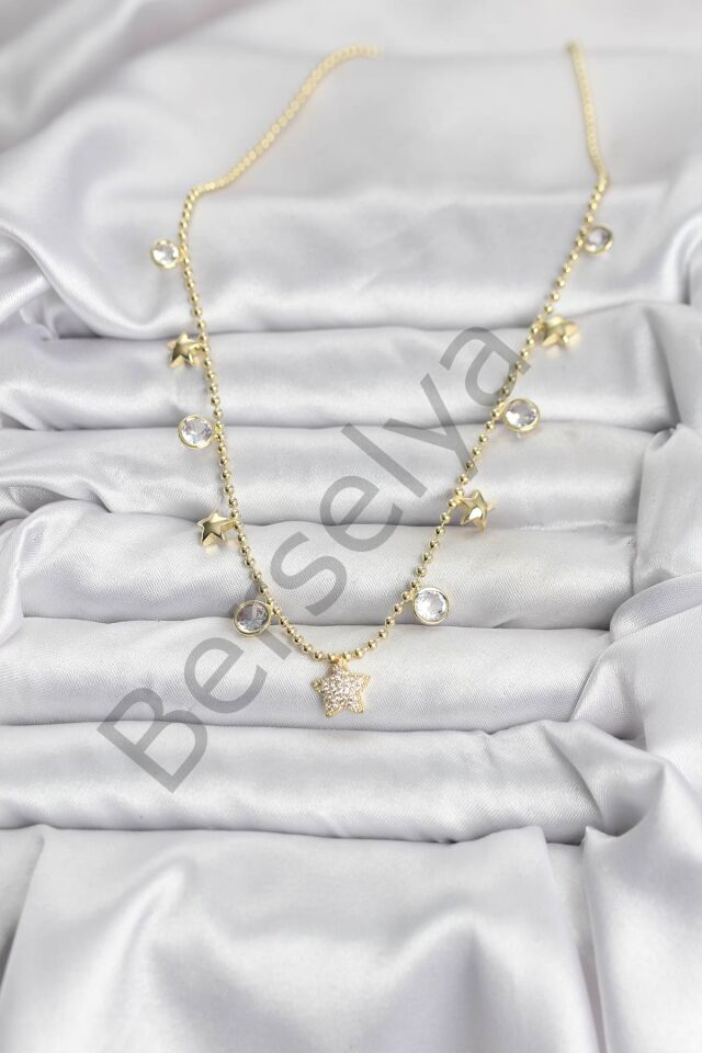 Pirinç Gold Renk Yıldız Model Kadın Kolye