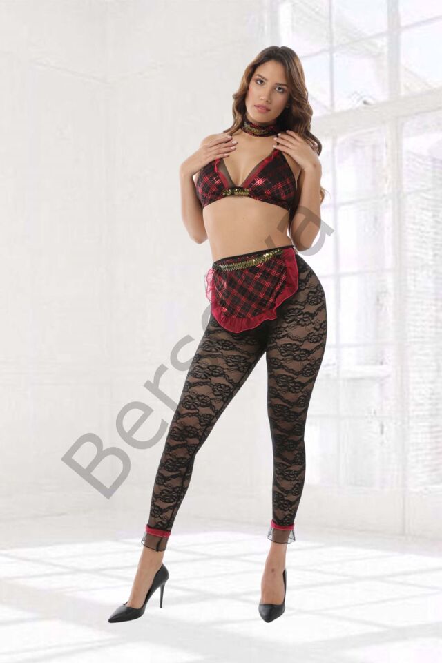 Siyah Kırmızı Fantezi Hizmetçi Kostüm - 4004