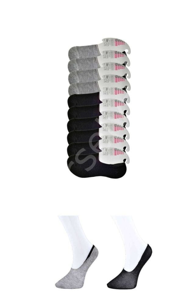 Siyah Ve Gri Kadın Babet Çorap 9 Çift