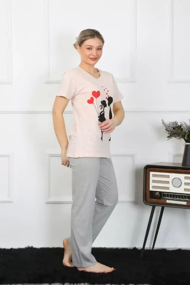 Kadın Kısa Kol Penye Pijama Takım