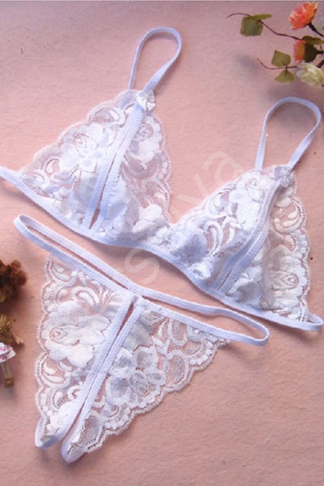 Beyaz Dantelli Fantazi Sütyen Ve G-string Takımı Brf2090