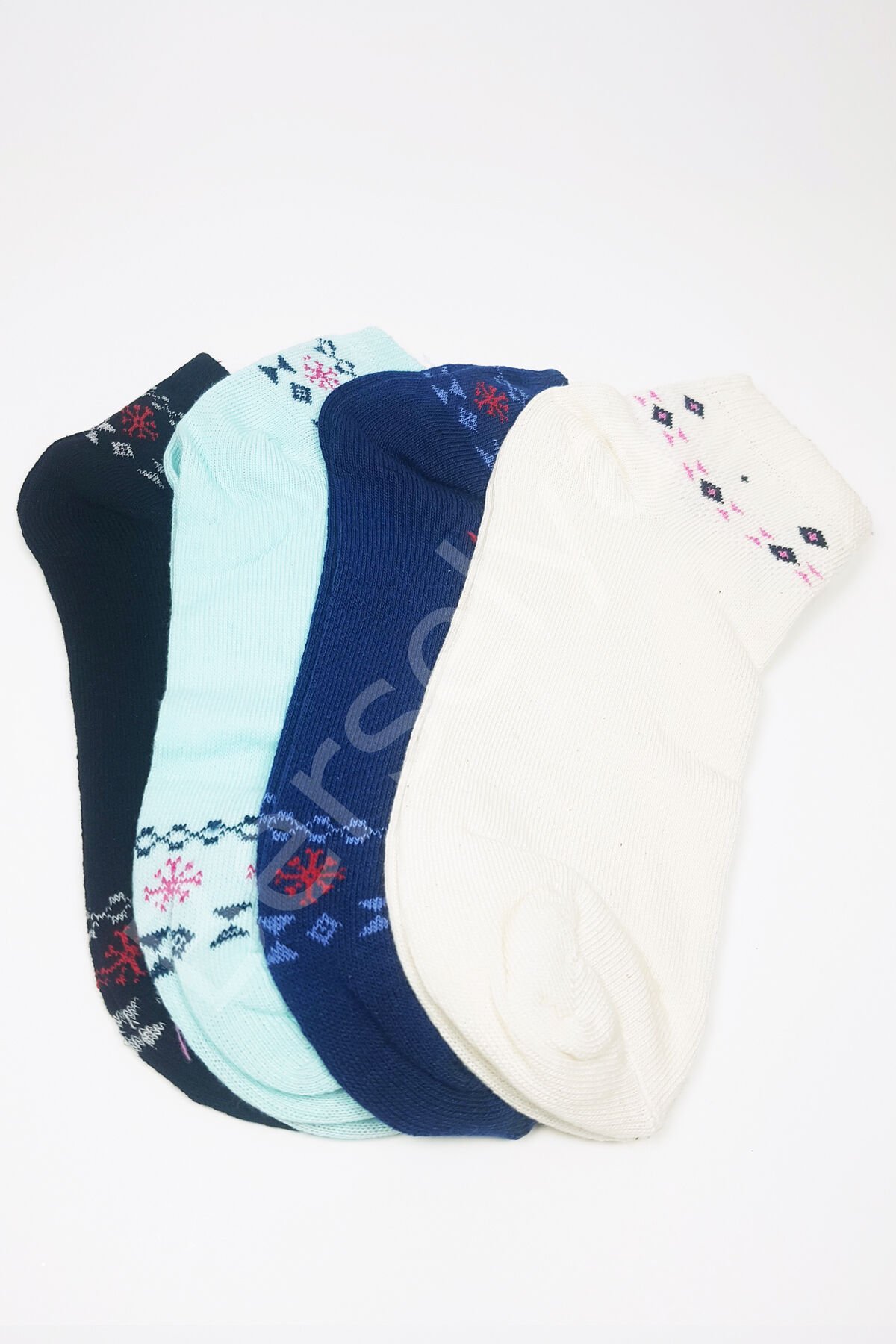 Kadın Bilek Çorap Yazlık Pamuklu Yumuşak Düz Renk 4 Çift