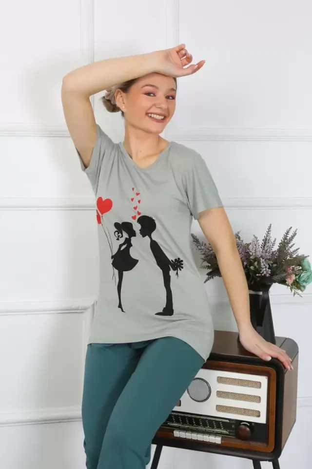 Kadın Kısa Kol Penye Pijama Takımı