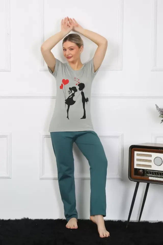 Kadın Kısa Kol Penye Pijama Takımı