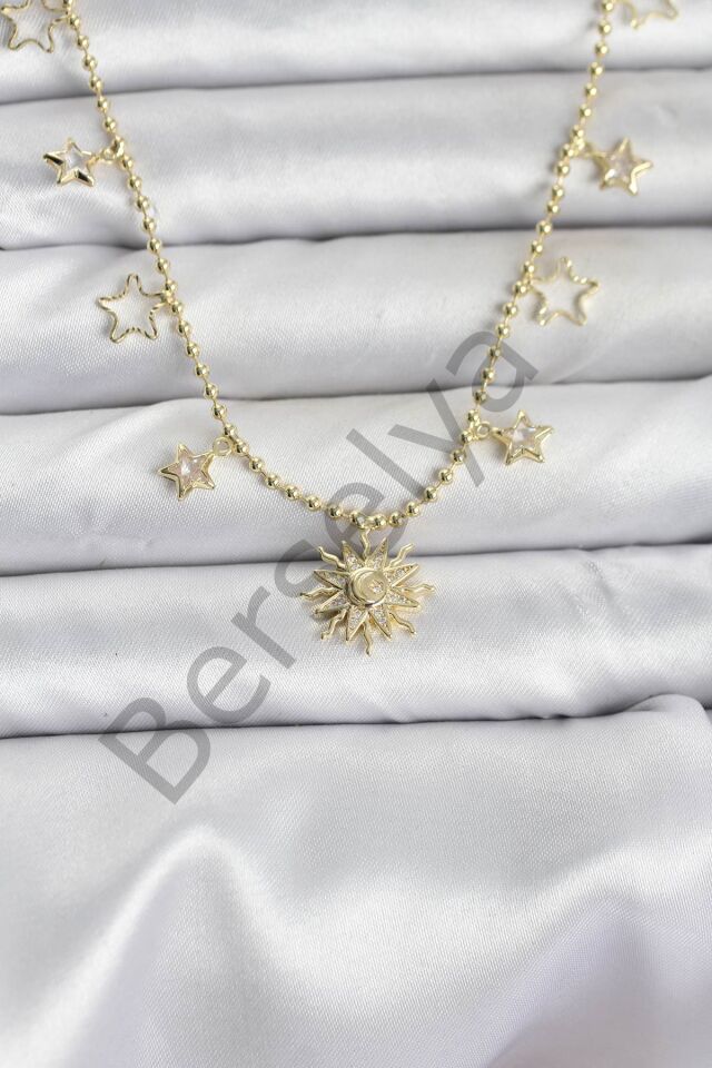 Pirinç Gold Renk Güneş Model Kadın Kolye
