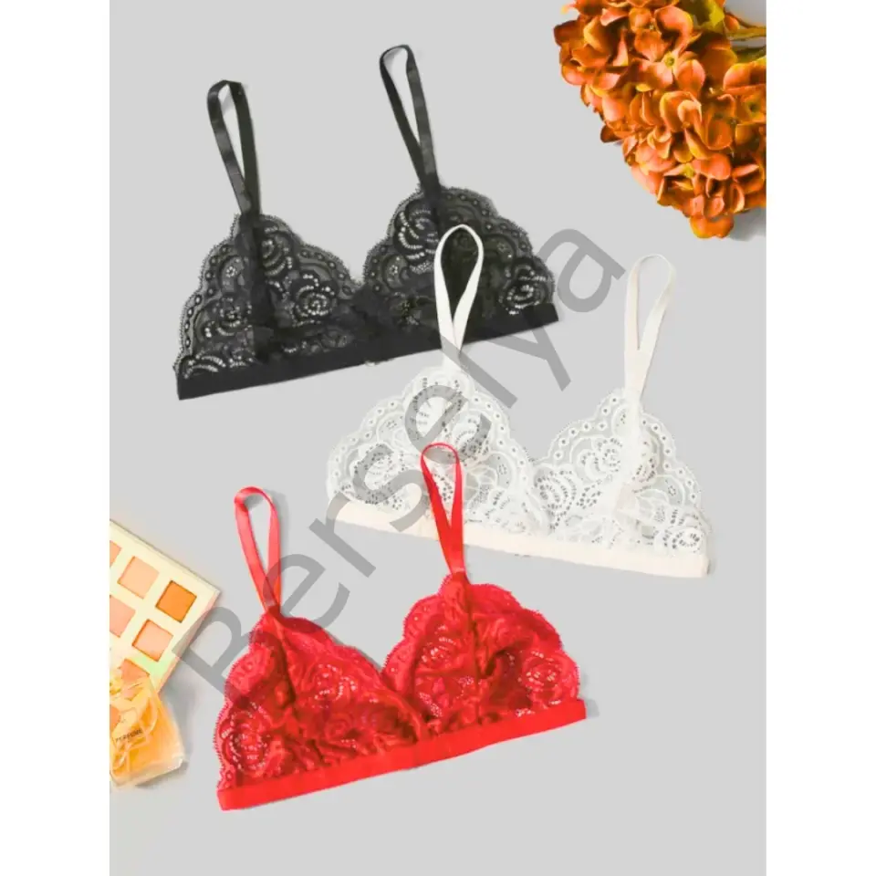 Fantezi 3'lü Seksi Dantel Sütyen Seti