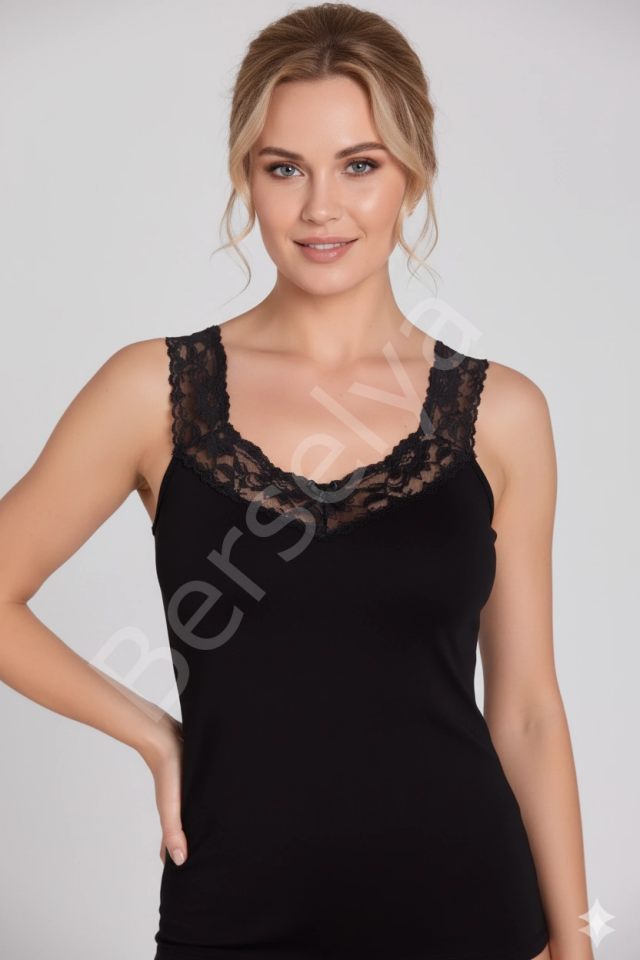 Şahinler Yaka Ve Askıları Dantelli Ribana Atlet B605