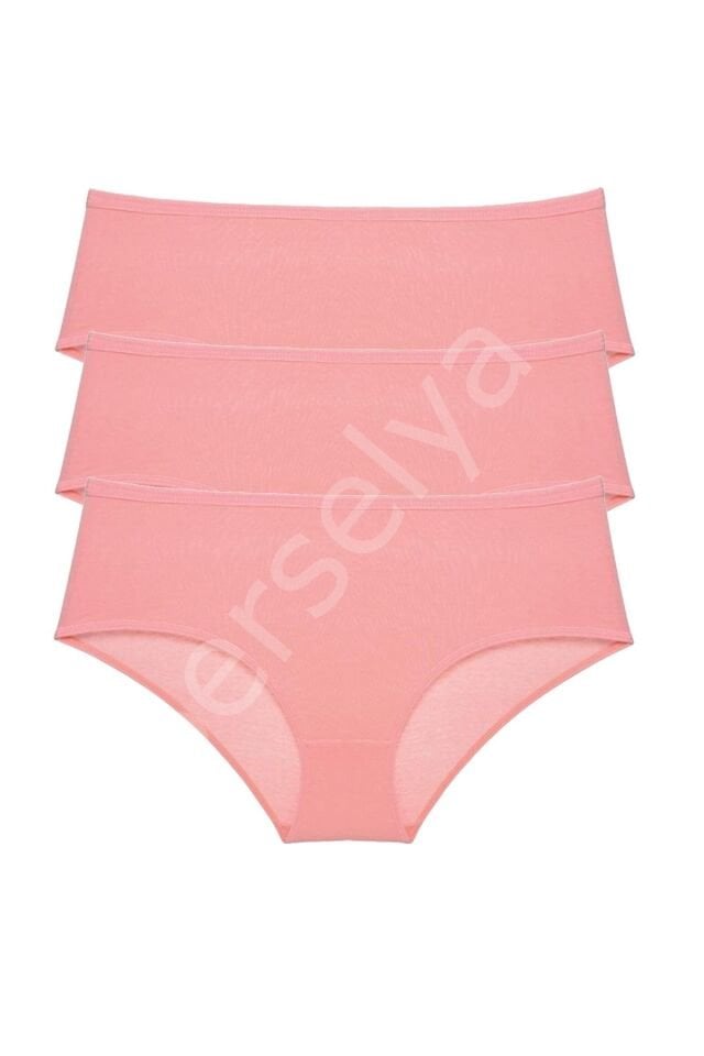 3 Adet Kadın Yüksek Bel Bato Külot Pudra