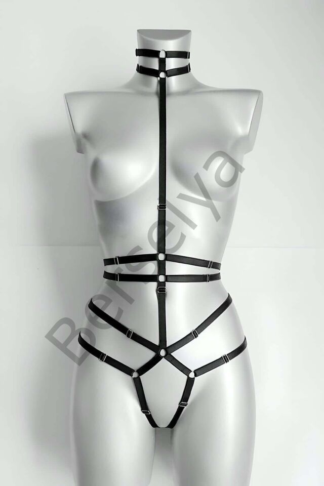 Ağ Kısmı Açık Seksi Jartiyer Harness - Brf370