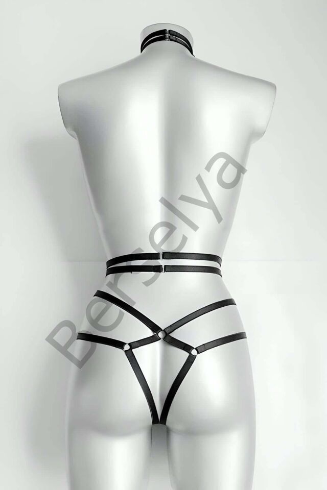 Ağ Kısmı Açık Seksi Jartiyer Harness - Brf370