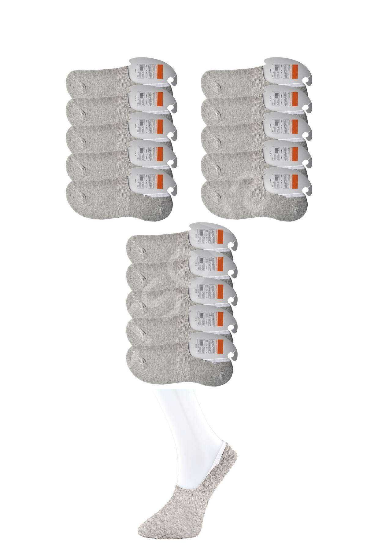 Gri Erkek  Babet Çorap 15 Çift