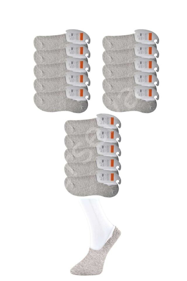 Gri Erkek  Babet Çorap 15 Çift