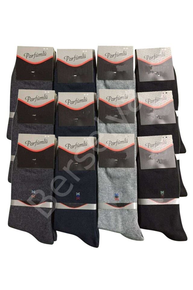 12 Adet Erkek Soket Çorap Siyah Gri Lacivert Füme 40-44