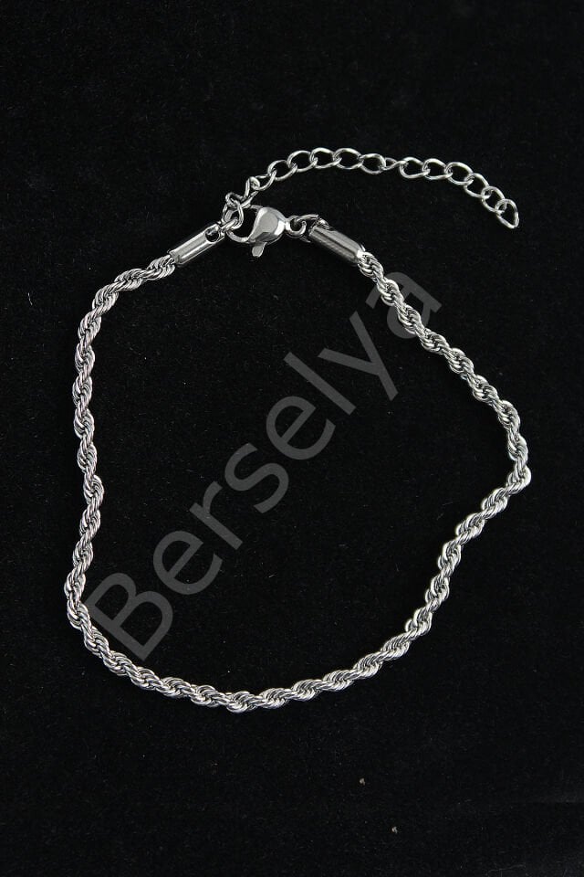 316L Çelik Burgu Model Gümüş Renk Erkek Bileklik