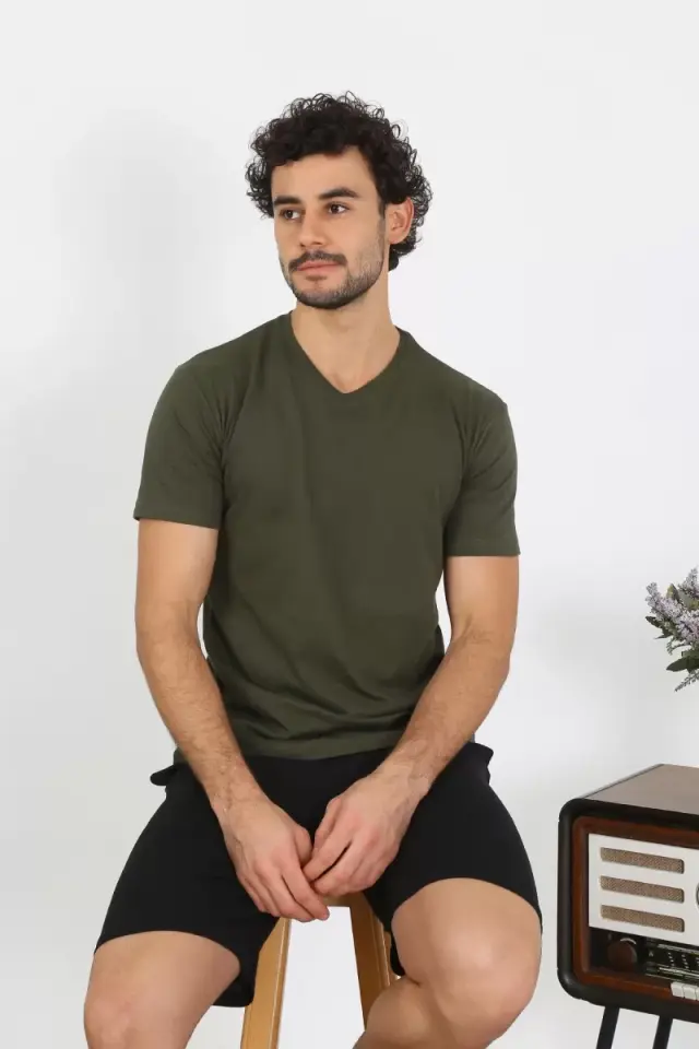 Erkek Penye Haki 3'lü Pijama Takımı
