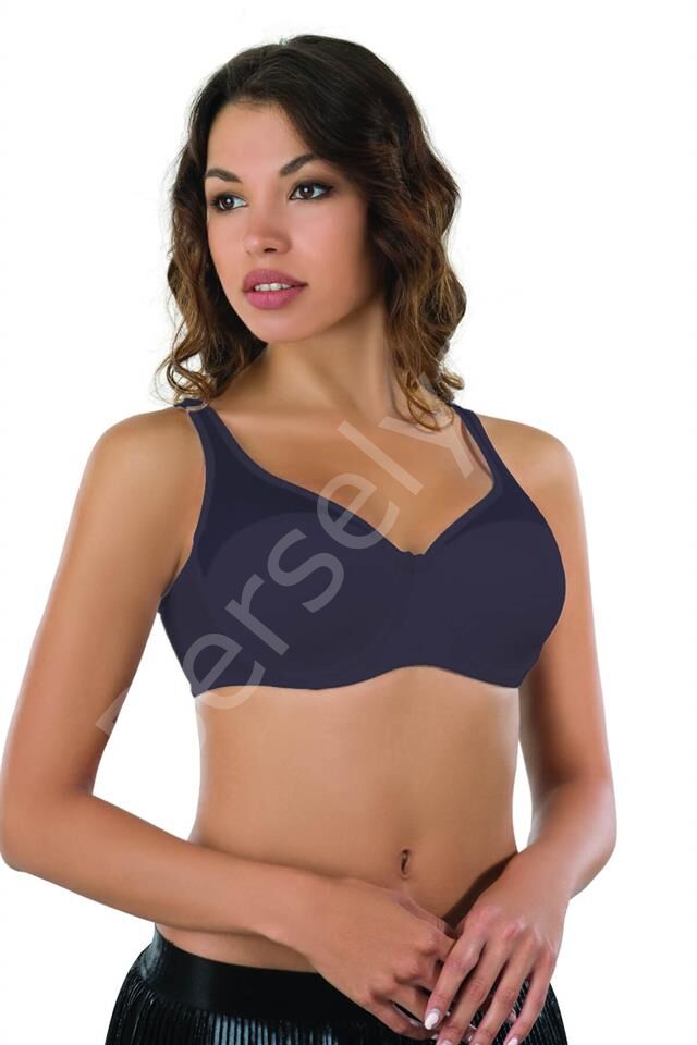Lacivert  Emay 167 Tül Push Up Toparlayıcı Sütyen