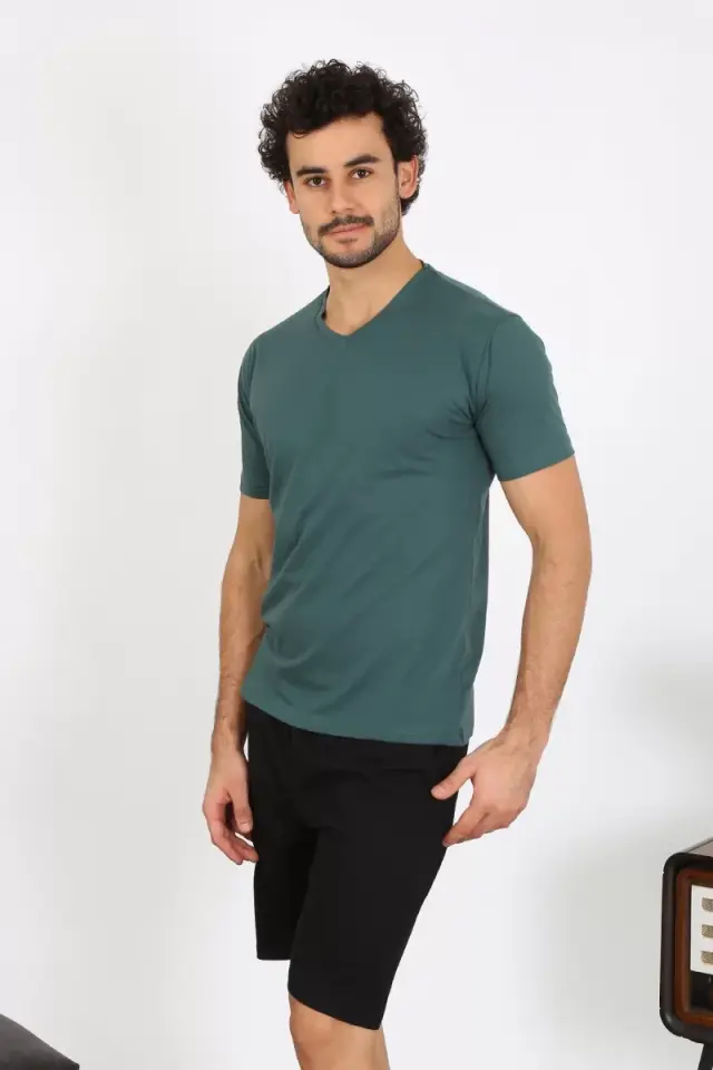 Erkek Penye Petrol Rengi 3'lü Pijama Takımı