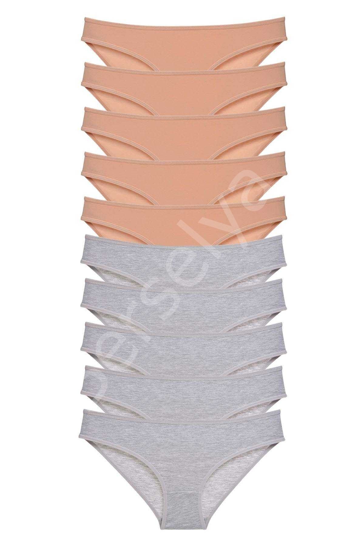 10 Adet Süper Eko Set Likralı Kadın Slip Külot Ten Gri