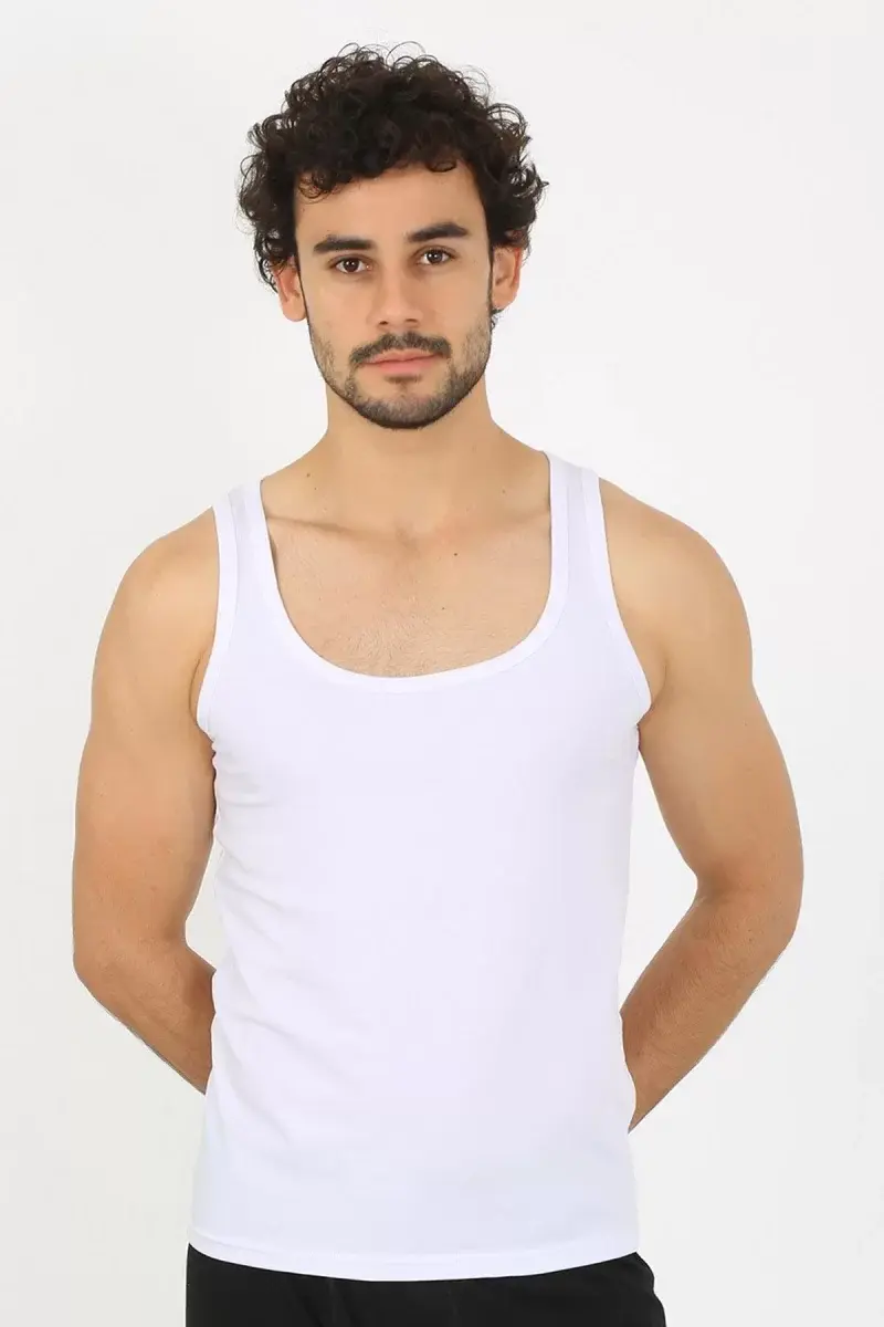Erkek Penye Beyaz Atlet